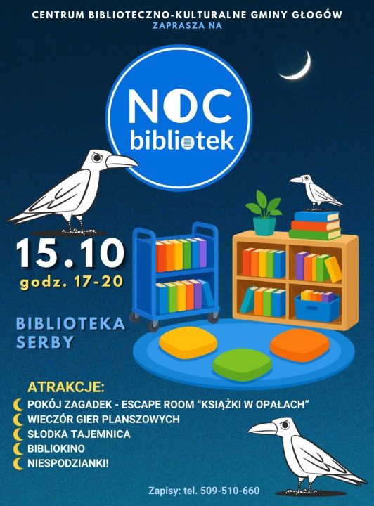 Miniaturka artykułu Biblioteka w Serbach zaprasza na Noc Bibliotek (15.10)